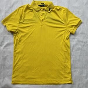 J. LINDEBERG Bridge Regular Fit Golf Polo Shirt Bright Yellow Black Size L Large